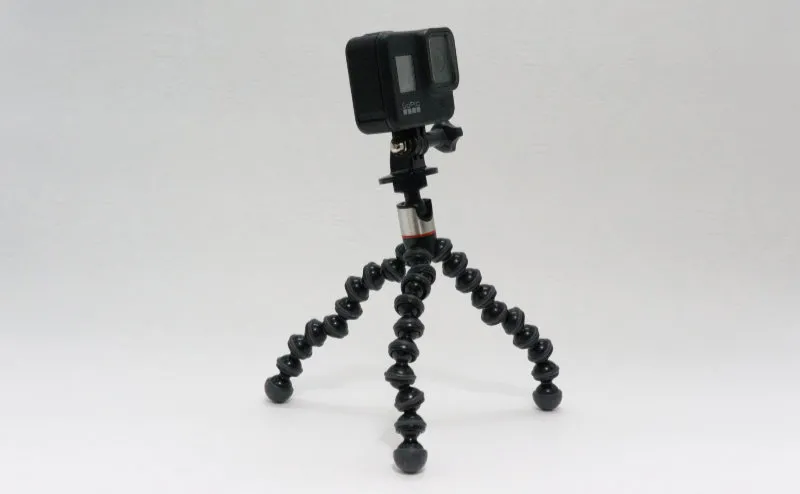 JOBY GorillaPod with a GoPro mounted, for scale