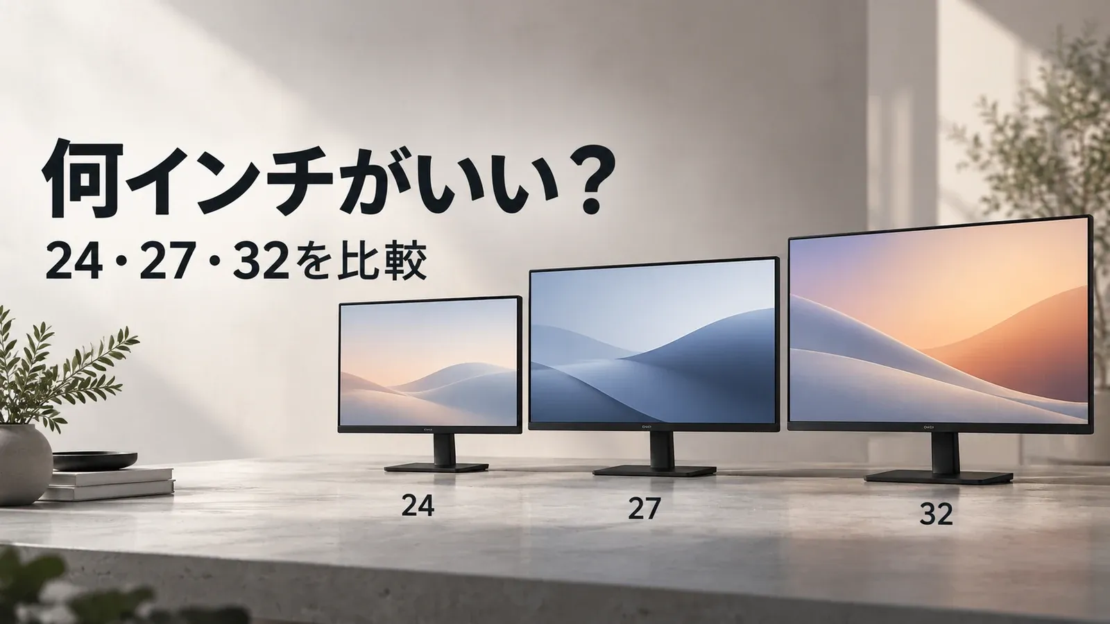 PCモニターは何インチがいい？24・27・32インチの実寸と選び方