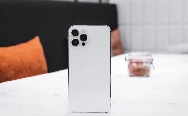 iPhone 11 Pro Max body shot showing the triple-lens camera array on the back