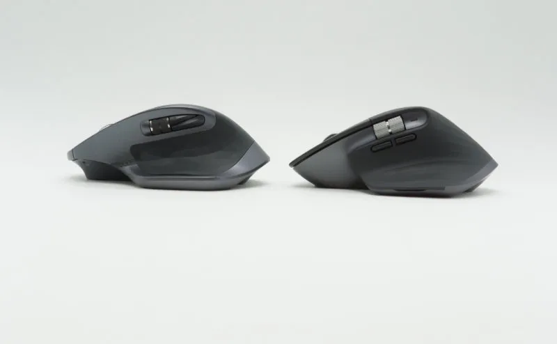 Logitech MX Master 2S and MX Master 3 viewed from the left side