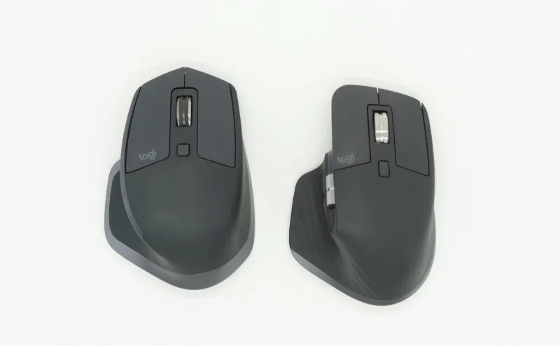 Logitech MX Master 2S and MX Master 3 side by side, viewed from above