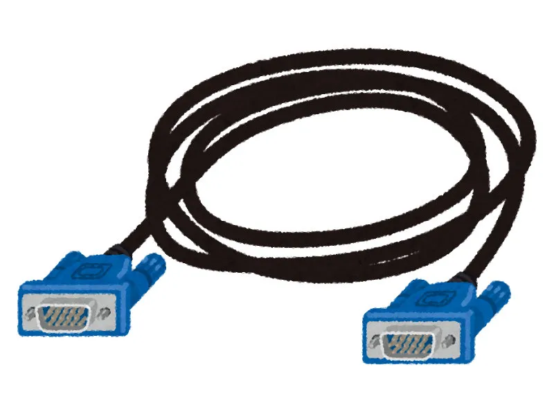 The VGA / D-Sub connector shape (the blue connector with pins)