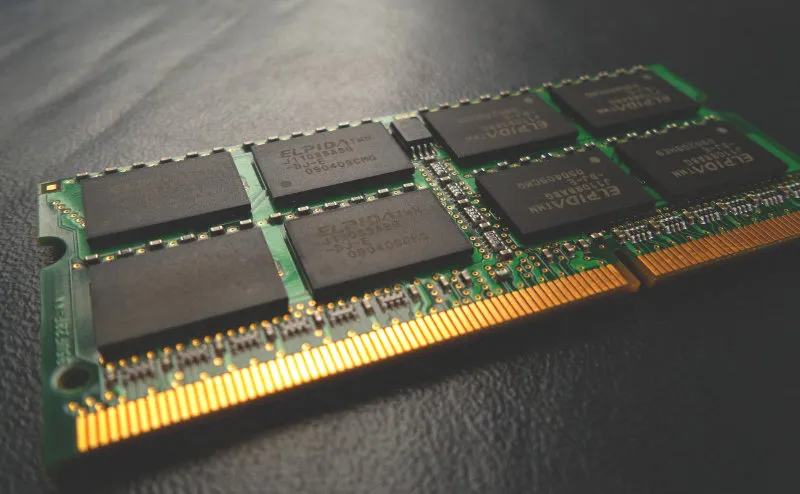 Inside an SSD — semiconductor chips on a circuit board