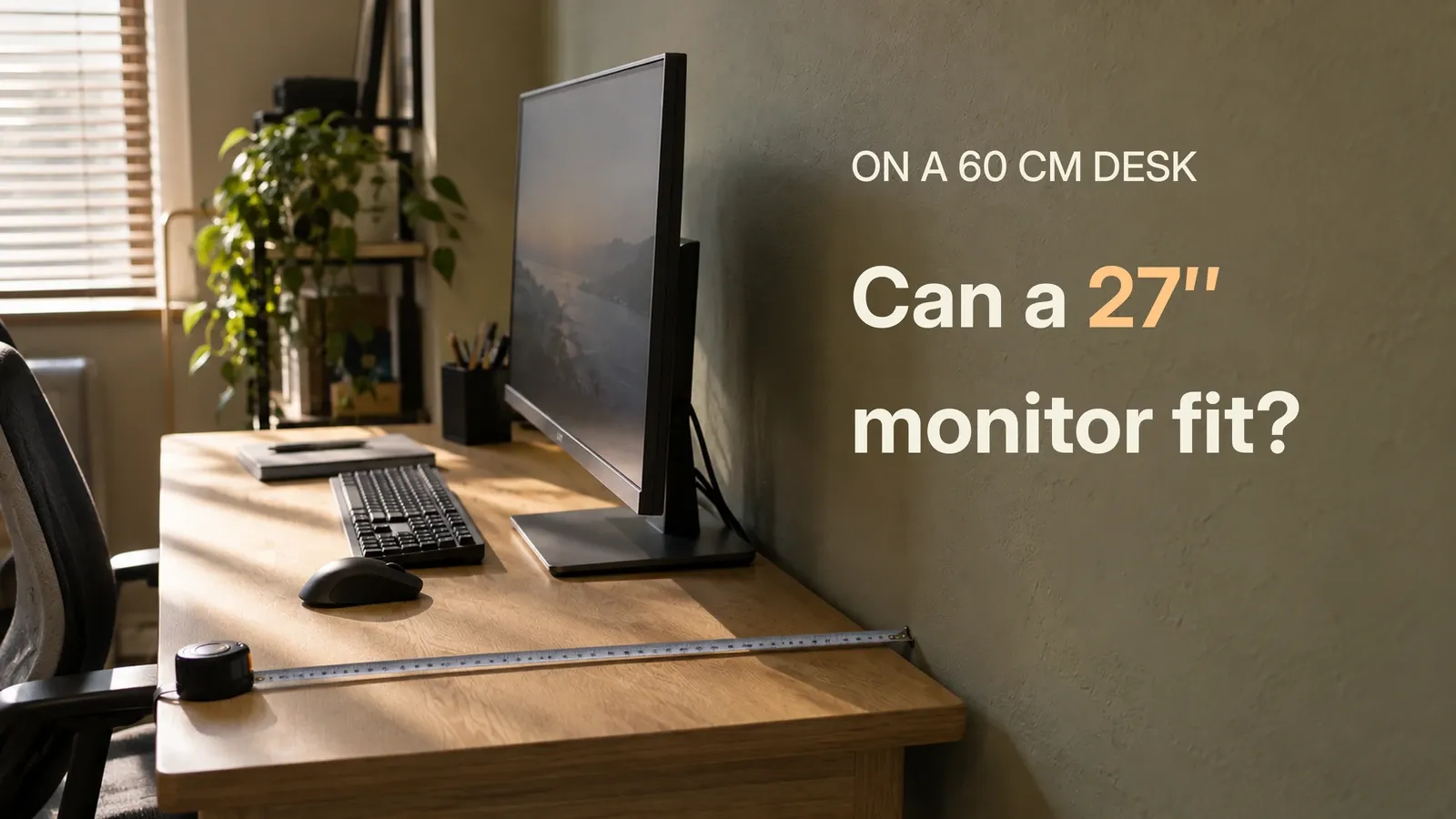 Will a 27-inch monitor fit a 60 cm (23.6 in) deep desk?