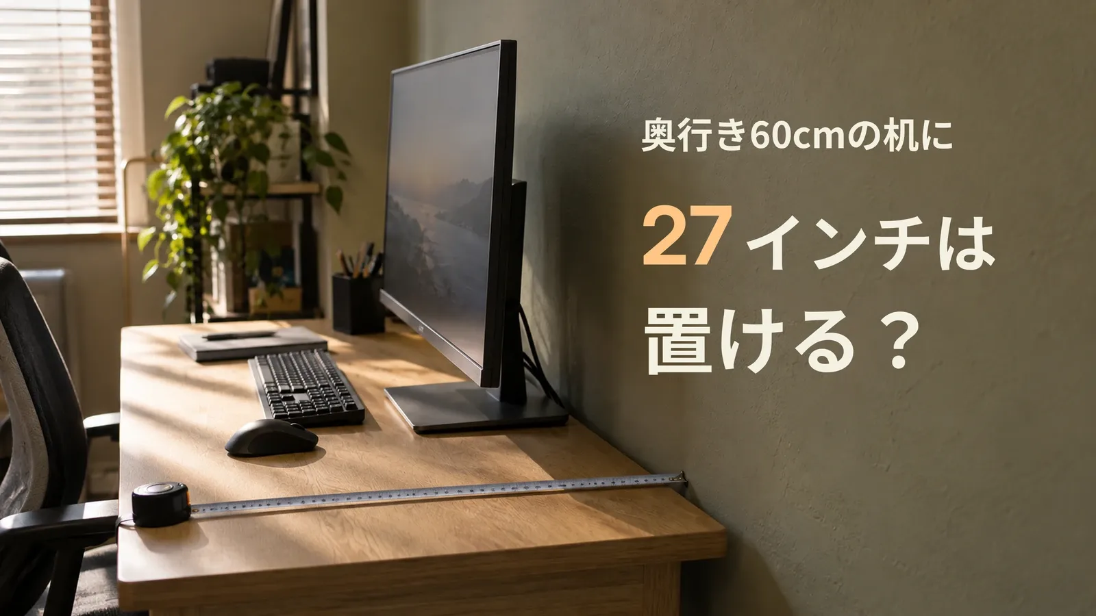 奥行き60cmの机に27インチは置ける？24インチとの選び方